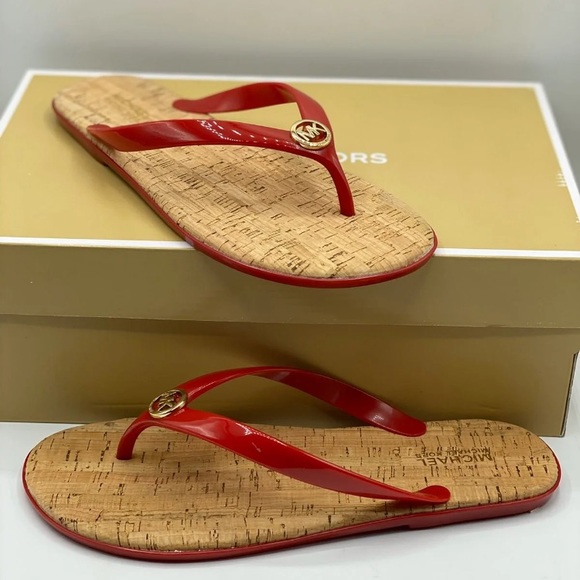 NWT Michael Kors Jelly Flip flops Red - Picture 7 of 7